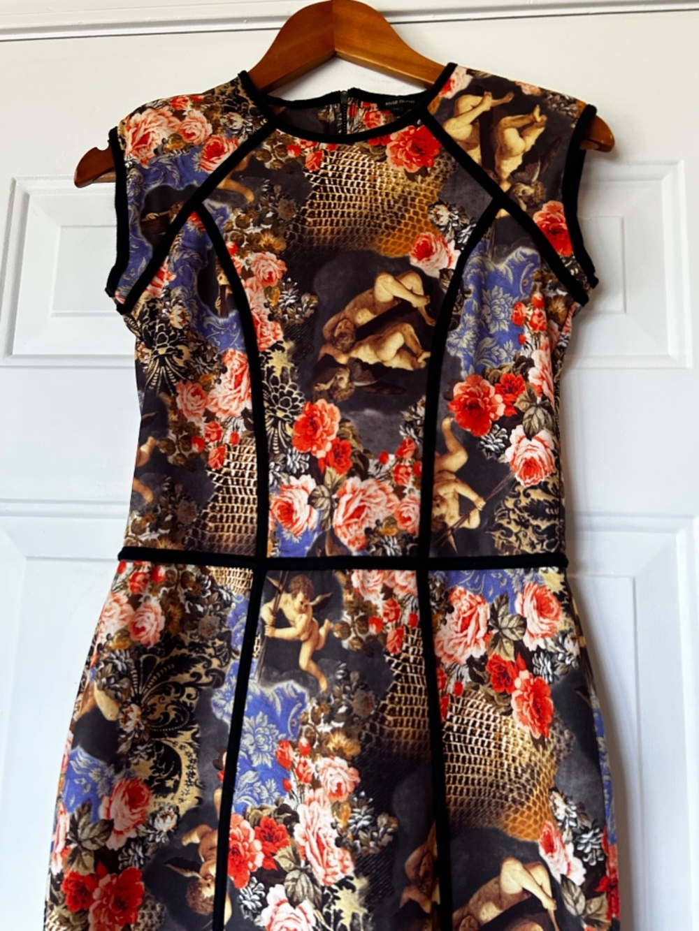River Island Romantic Angel Print Neoprene Bodycon Dress *Size US 6 UK 10